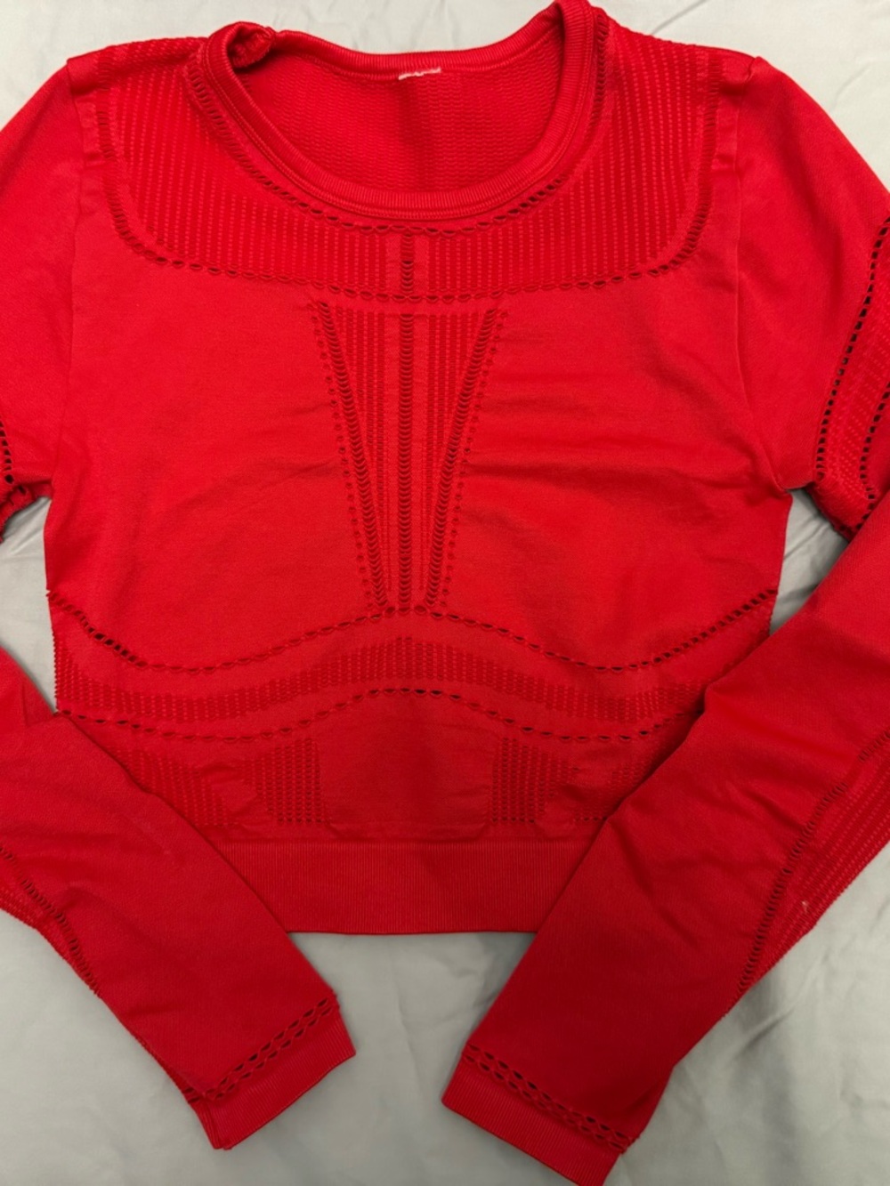 Red Seamless Active Leggings and Long-Sleeve Top Set - Picture 2 of 6